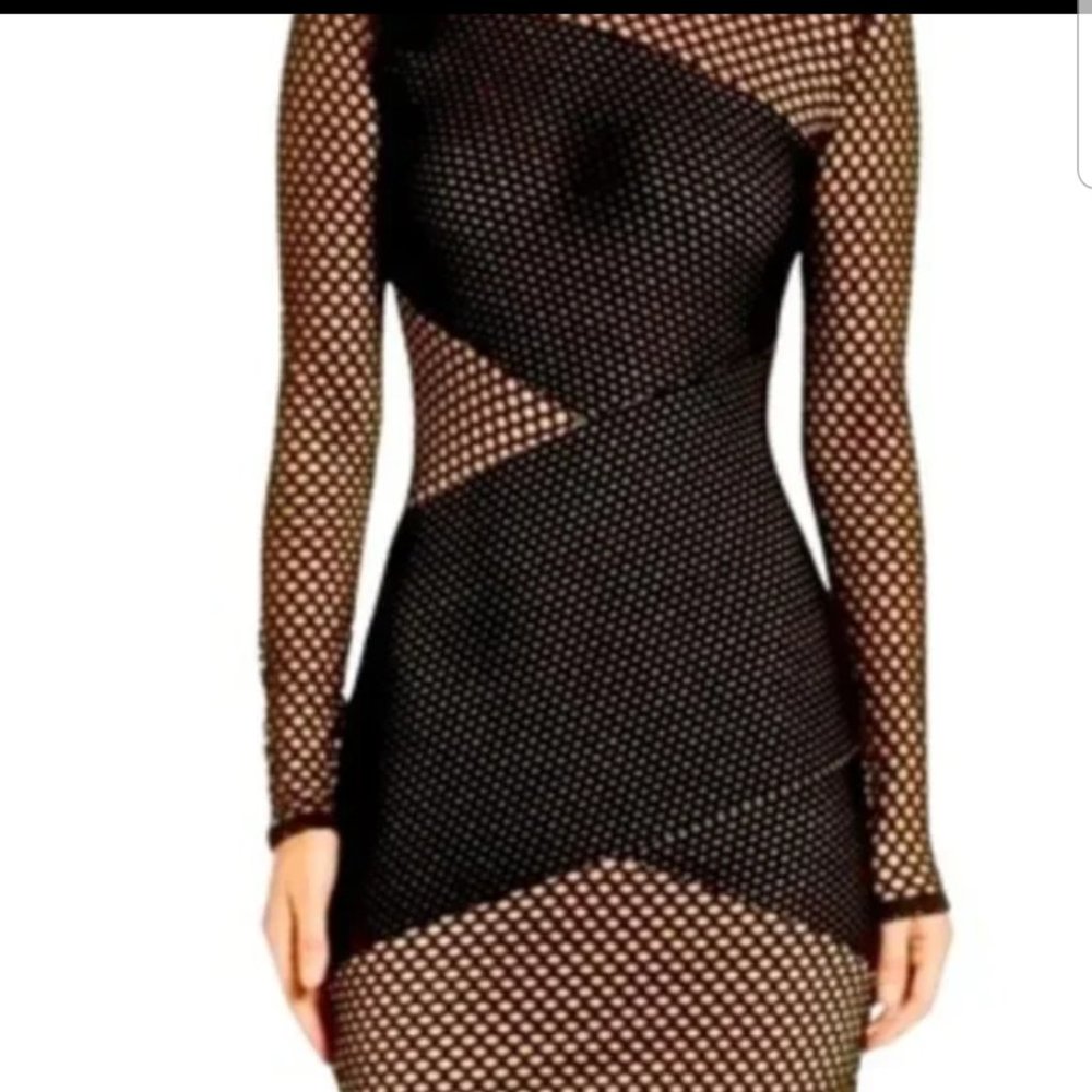 BCBGMAXAZRIA JORDEN FISHNET MESH LBD DRESS XS